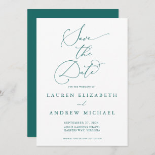 Emerald Green Minimalist Save the Date Invitation Kaart