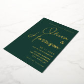 Emerald Green Minimalist Script Modern Wedding Folie Uitnodiging (Gedraaid)