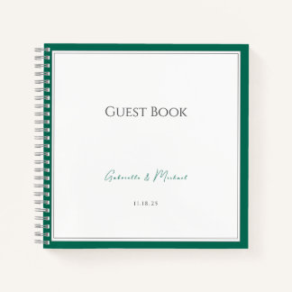 Emerald Green Minimalist Wedding Guest Book Eenvou Notitieboek