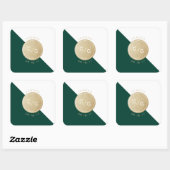Emerald green minimalistisch modern monogram bedan vierkante sticker (Vel)