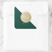 Emerald green minimalistisch modern monogram bedan vierkante sticker (Tas)