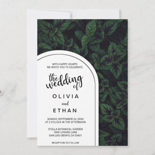 Emerald green mint chic Wedding Invitation Kaart (Voorkant)