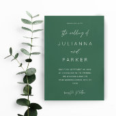 Emerald Green MOD Calligraphy Wedding Invitation Kaart