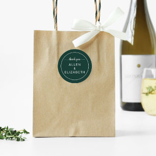 Emerald Green Modern - Hartelijk dank - Kaart Wedd Ronde Sticker