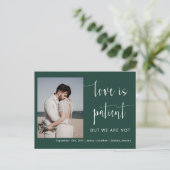Emerald Green Modern Minimalist Photo Elopement Briefkaart (Staand voorkant)