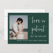 Emerald Green Modern Minimalist Photo Elopement Briefkaart (Voorkant / Achterkant)