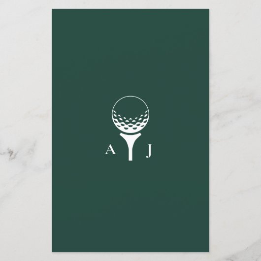 Emerald Green Modern Monogram Golf Wedding (Achterkant)