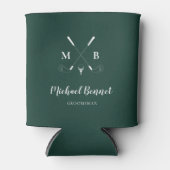 Emerald Green Modern Monogram Golf Wedding Blikjeskoeler (Voorkant)