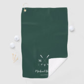 Emerald Green Modern Monogram Golf Wedding Golfhanddoek (Insitu)