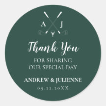 Emerald Green Modern Monogram Golf Wedding