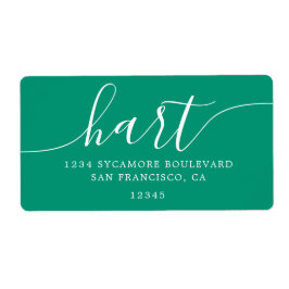 Emerald Green Modern Script Family Retouradres Etiket