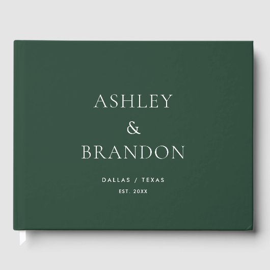 Emerald Green Modern Wedding Custom Guest Book Gastenboek (Voorkant)