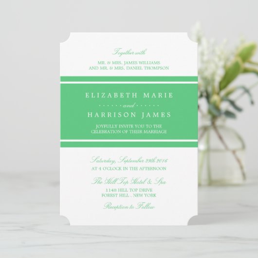 Emerald Green Modern Wedding Kaart (Staand voorkant)