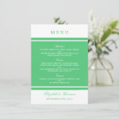 Emerald Green Modern Wedding Menu (Staand voorkant)