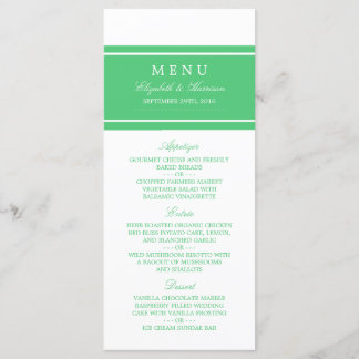 Emerald Green Modern Wedding Menu