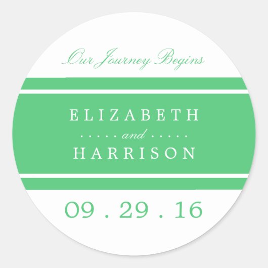 Emerald Green Modern Wedding Ronde Sticker (Voorkant)