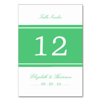 Emerald Green Modern Wedding Table No. Kaart