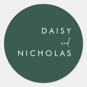 Emerald Green Modern Wedding Verloving Ronde Sticker