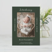 Emerald Green Moderne Fotogeboorteaankondiging Aankondiging (Staand voorkant)