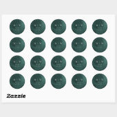 Emerald Green Monogram & Border Elegant Wedding Ronde Sticker (Vel)