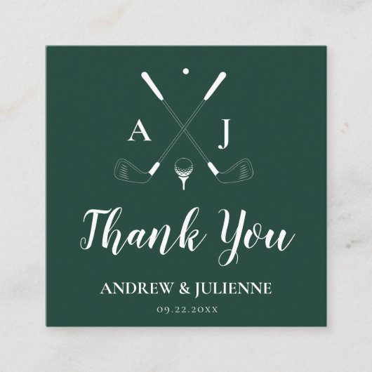 Emerald Green Monogram Golf Wedding Favor Label (Voorkant)
