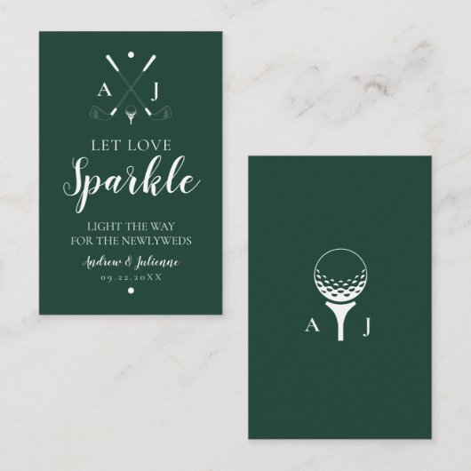 Emerald Green Monogram Golf Wedding Sparkler Label (Voorkant / Achterkant)