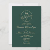 Emerald Green Monogram Wedding Kaart (Voorkant)
