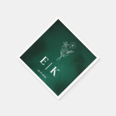 Emerald Green Monogram Wildflower Bloemenbruiloft Servet (Hoek)