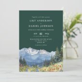 Emerald Green Mountain Wildflower Photo Wedding Kaart (Staand voorkant)