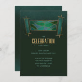 Emerald Green Mozaïek Torah Scroll Party Behuizing Kaart (Voorkant / Achterkant)