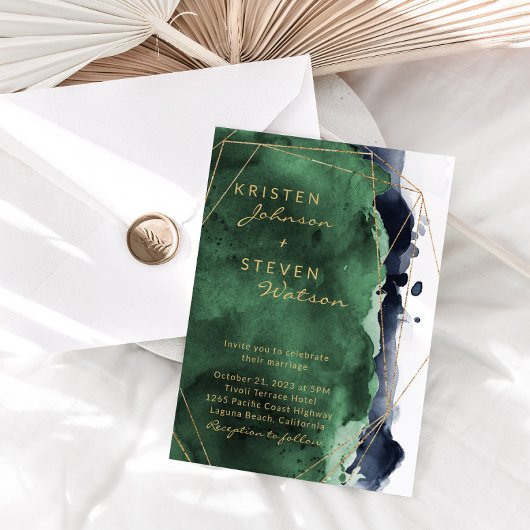Emerald Green & Navy Blue Faire-part de mariage