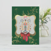 Emerald Green Nutcracker Kerstfeestdag Kaart (Staand voorkant)