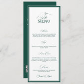 Emerald Green Old Money Wedding Dinner Menu Card (Voorkant / Achterkant)