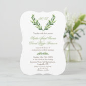 Emerald Green Olive Wreath Monogram Wedding Kaart (Staand voorkant)