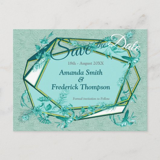 Emerald green op een getextureerde onderkant van e aankondigingskaart (Voorkant)