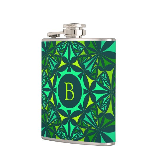 Emerald Green Ornate Kaleidoscope Monogram Heupfles (Links)
