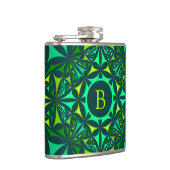 Emerald Green Ornate Kaleidoscope Monogram Heupfles (Rechts)