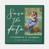 Emerald Green Paar Fotobos Save the Date Magneet (Voorkant)