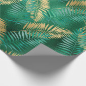 Emerald Green Palm Leaf Bright Golden Oerwoud Cadeaupapier (Hoek)