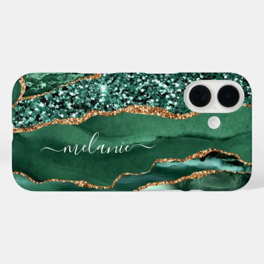 Emerald Green Parties scintillant coque iphone Gol (Verso (horizontal))
