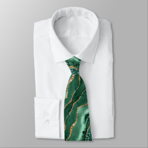 Emerald Green Parties scintillant or Cravate en ma