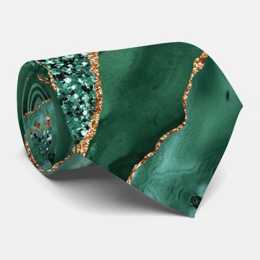Emerald Green Parties scintillant or Cravate en ma (Roulé)