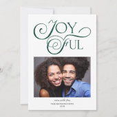 Emerald Green Pattern Joyful Kerstfoto Feestdagenkaart (Voorkant)