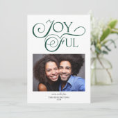 Emerald Green Pattern Joyful Kerstfoto Feestdagenkaart (Staand voorkant)