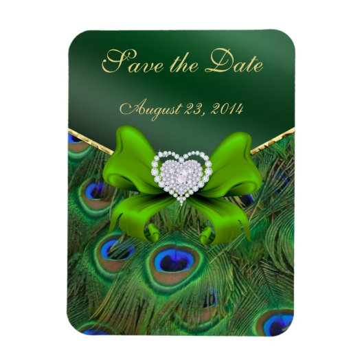 Emerald Green Peacock Bewaar de datum Magneet (Verticaal)