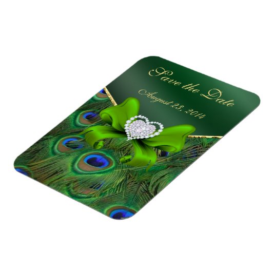 Emerald Green Peacock Bewaar de datum Magneet (Linkerzijde)