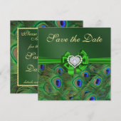 Emerald Green Peacock Bewaar de datum Save The Date (Voorkant / Achterkant)