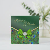 Emerald Green Peacock Faire-part de mariage (Debout devant)