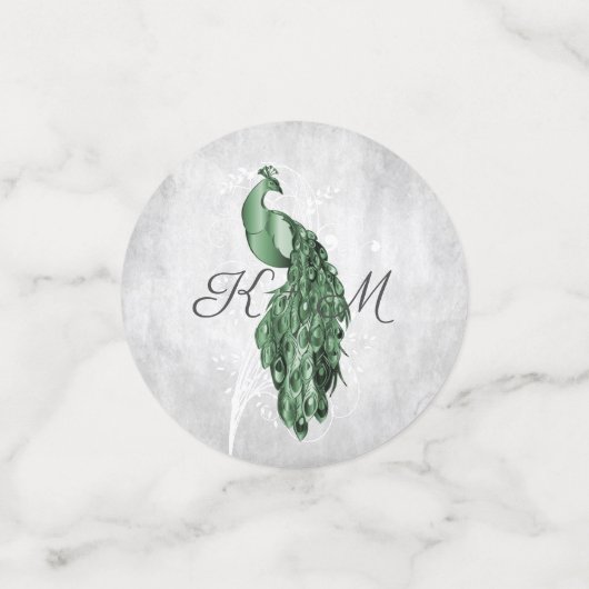 Emerald Green Peacock Mariage Confetti (Petit recto)