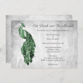 Emerald Green Peacock Rehearsal Dinner Invitation Kaart (Voorkant / Achterkant)